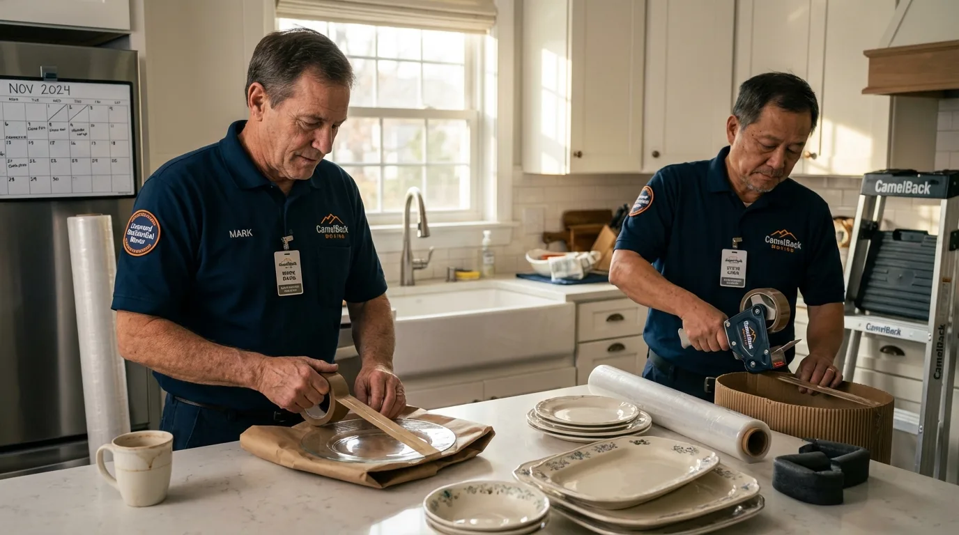 Professional crew packing kitchen dishware in Fernley, NV